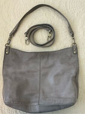 HOBO PIER soft taupe/gray leather handbag